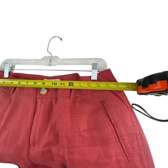 Cherokee Women's Red Cropped Pants Sz 14 100% Linen High Rise Summer Tomato Girl - Picture 7 of 7